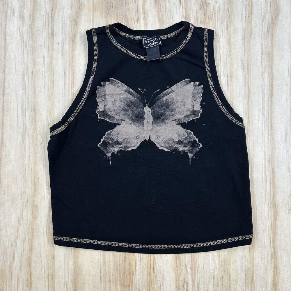Midnight Hour Y2K AestheticButterfly Graphic Tank Top Streetwear Summer Small
